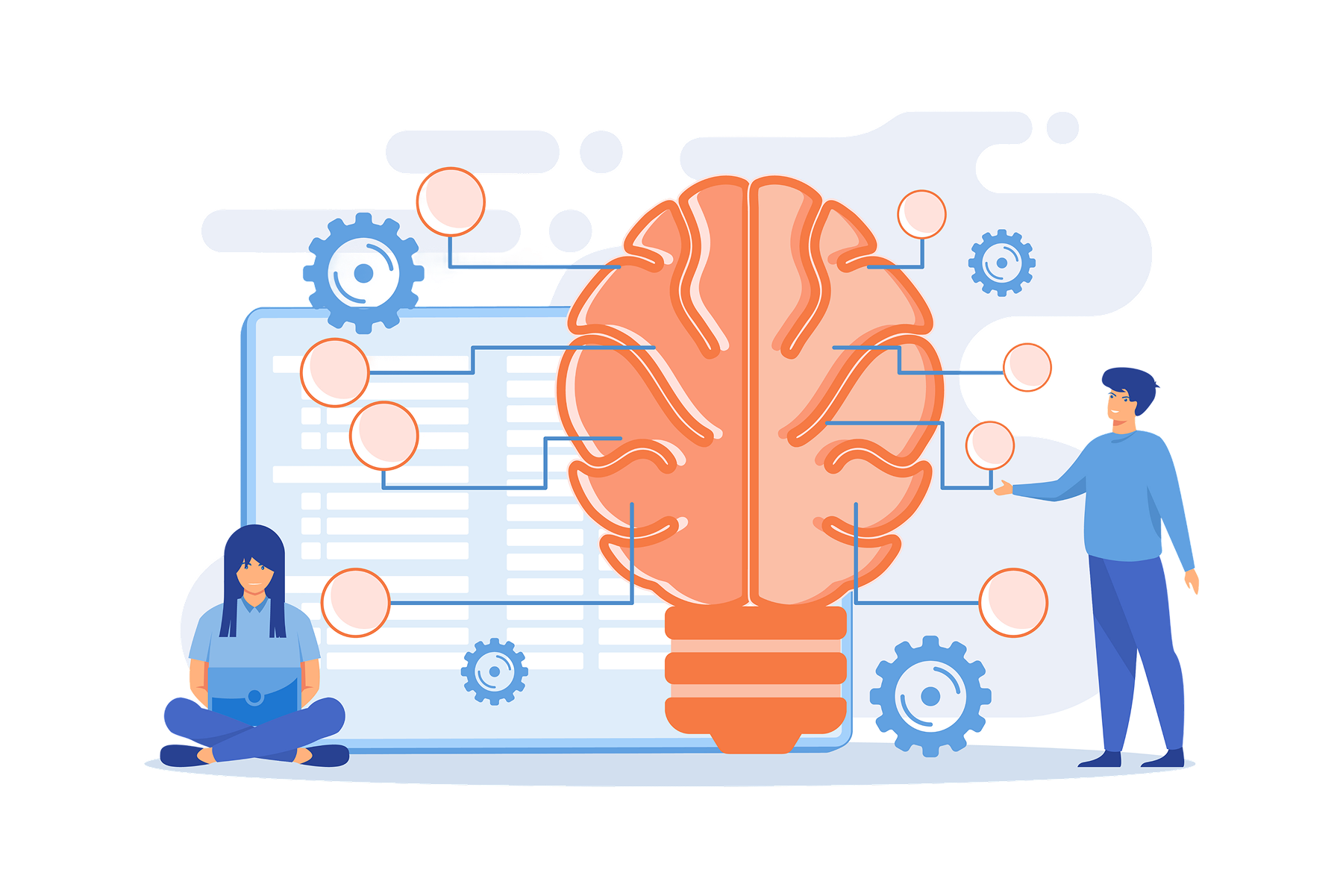 SagaIQ AI assistant capabilities dashboard showing business data integration including documents, customer history, vendor agreements, inventory, financial records, and company knowledge